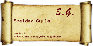 Sneider Gyula névjegykártya